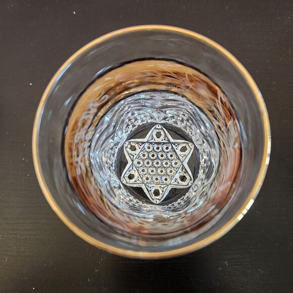 EAPG Antique Roses Tumbler Drinking Glass Button & Arches Hand Painted Gold 1914 - Picture 5 of 7